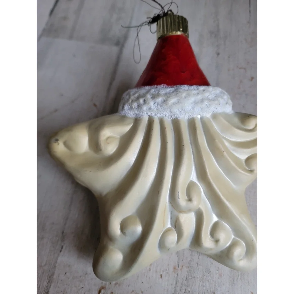 Santa AS IS vintage star large ornament blow mold Xmas mistletoe glitter unique